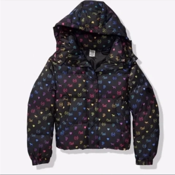 PINK VS RAINBOW PUFFER AND RHINESTONE TEE - Picture 2 of 5